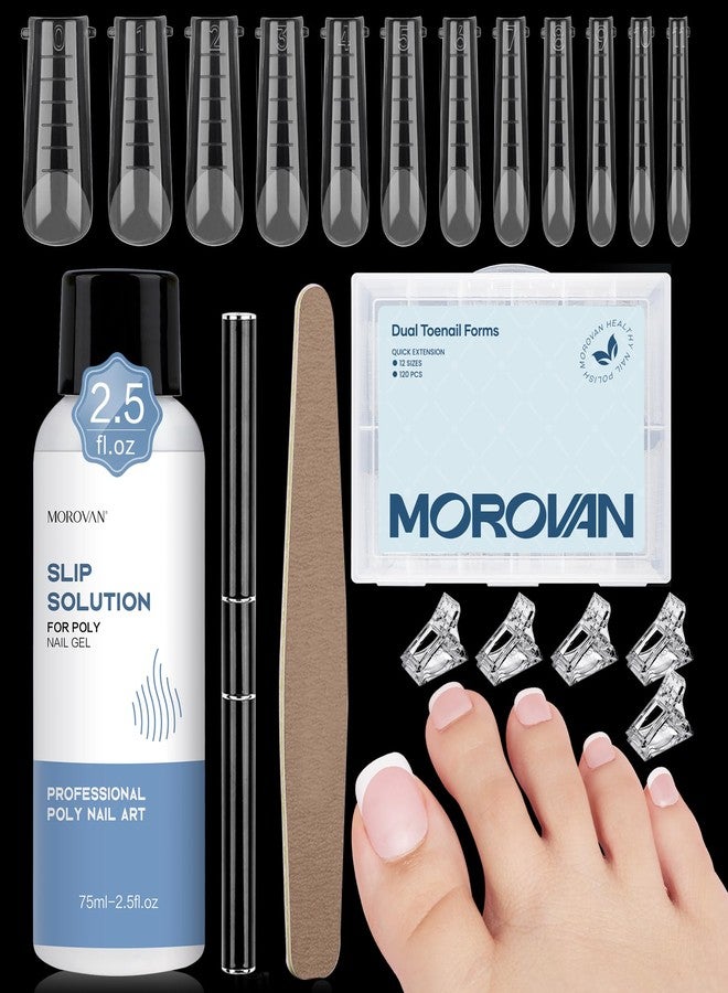 Morovan Nail Polygel Slip Solution: Salon-Grade Slip Liquid & Dual Toenail Forms for Beginner-Friendly Gel Nail Extension & Anti-Stick Application - Image 1